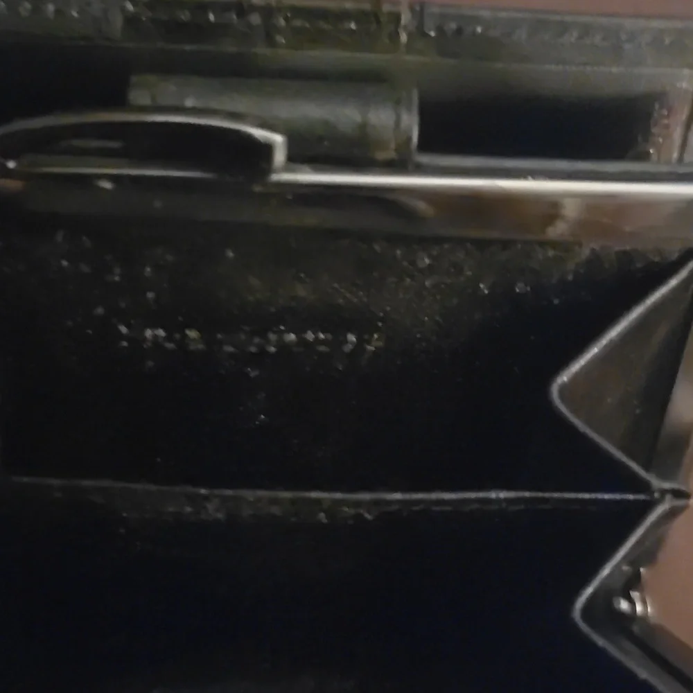 Black Leather Women's Wallet with Gold Accent